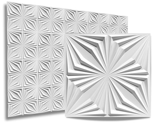Eurodeco 3D Panels, PVC Plastic Panels, Wall Panels, Gaming Room Wall Ceiling, 3D Look, Brilliant (20) PVC 3D Panels, D126 White