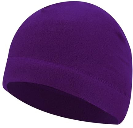 Michear Winter Fleece Hat Thermal Sport Running Hat Windproof Cycling Fleece Skull Cap Beanie Helmet Liner Soft Warm Breathable Unisex for Men Women (Purple)