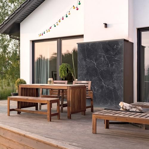 dedeco Outdoor-Rückwand Dekor Wand für Garten, Terrasse, als Außenfassade Paneel Motiv: Marmor V7, 300 x 150 cm, wasserfest, robust, Wandverkleidung aus Acrylglas 3D, Glasoptik, einfach renovieren