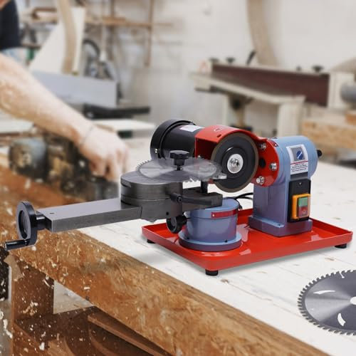 Sägeblatt Schärfgerät 250 W 2850 RPM Kreissägeblatt Schärfgerät Hartmetall Tischkreissägen Sägeblatt Schleifmaschine mit 5 Sägezentrierungen zum Schneiden von Aluminium, Holz und Kunststoffen