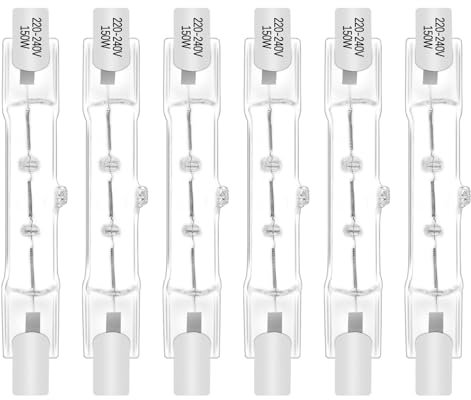 Morotty R7S Halogenstab 78mm 150w, R7S Halogen Leuchtmittel 230V 2800k Warmweiß, Glühbirne R7S J78 Dimmbar für Baustrahler, Stehlampen, Arbeit Landschaftsbeleuchtung,Wohnzimmerleuchten (6 pack)