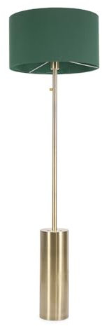 ValueLights | Antique Brass Single Stem Rotary Dimmer Switch Floor Lamp with Forest Green Drum Shade | Floor Lamps & Torchieres, Home Décor & Improvement Essential | Includes Bulb