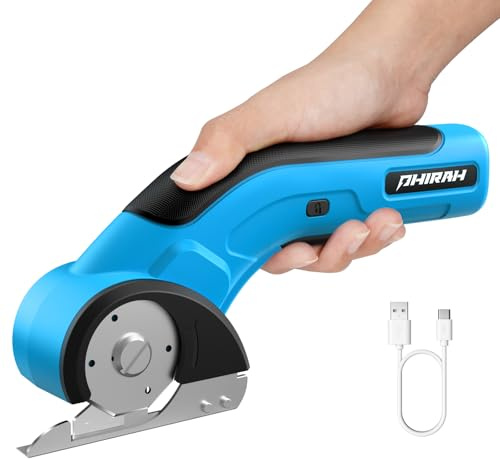 PHIRAH Cordless Cardboard Cutter, 4V Electric Scissors for Carpet and Leather, Box Cutter Tool with Safety Trigger, Powerful Rotary Cutter for Cutting Cardboard, Paper, Plastic