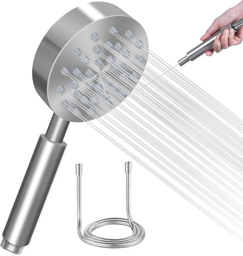 SOMDARHK Shower Head and Hose Set: 304 Stainless Steel High Pressure Handheld Showerhead with Jet Spray Modes for Bathroom Tub Cleaner Baby & Pet Washing (Chrome)