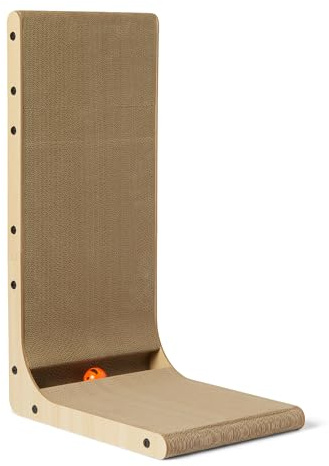 Amazon Basics L-formad klösmatta för katt med interaktiv boll och kattmynta, klättermatta för vägg för innekatter, 41,9 x 29,0 x 68,0cm