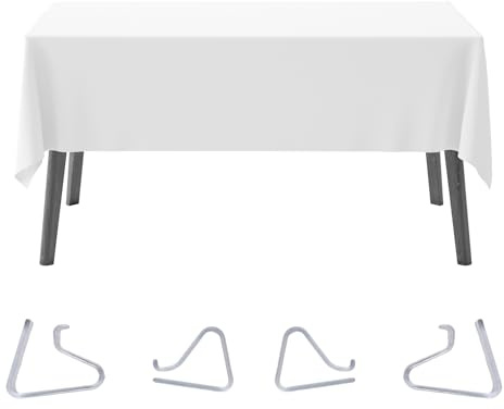 Mantel lavable blanco, impermeable, 140 x 100 cm, mantel de poliéster, resistente a las manchas, fácil de limpiar, para cocina, fiesta, color blanco