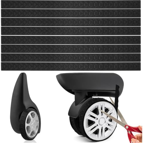 Wjelet 8 Pcs Suitcase Wheel Protectors, Silicone Suitcase Wheel Covers, Silent Luggage Wheels Protector Covers Black