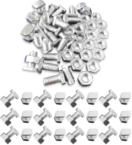 50 viti a testa di martello in alluminio, M6 x 12, per serra/casa di vetro, viti per serra con dadi