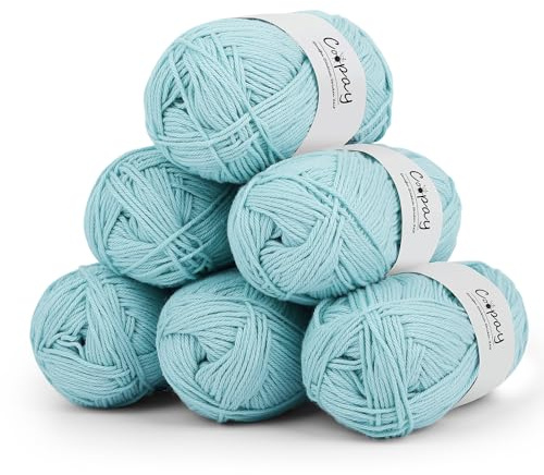 Coopay, lana per uncinetto, 100% cotone per lavorare a maglia, 6 pezzi da 50 g l'uno, morbido filato di cotone per uncinetto, lana per bambini, filato di cotone per maglioni, calzini, coperta per