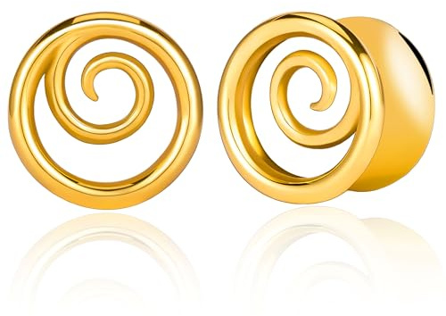 Vankula Ohr Tunnel 1 Paar Double Flared Flesh Plugs Spirale Edelstahl für männer damen Ohrpiercing Gestreckte Schmuck 8mm bis 16mm