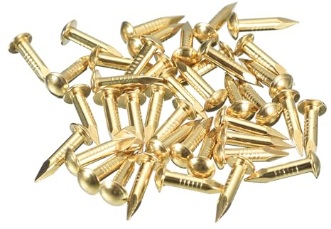 QUARKZMAN 35pcs Petits Clous en Laiton à Tête Ronde 2.8x15mm(DxL) Laiton | Mini Clous Bois Minuscules Quincaillerie de Finition pour Projets Bricolage en Bois Boîtes Accessoires Ménagers Mur Meubles