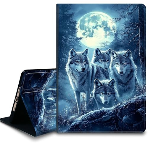 Bxgolkgd Tablet-Schutzhülle für Amazon Kindle Fire HD 8/HD 8 Plus (12. / 10. / 2024 / 2022 / 2020), stoßfeste Standhülle mit Wärmeableitung, automatische Wake-/Sleep-Funktion, Moonlight Forest Wolf