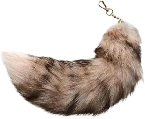 Nocyclonic Fuchsschwanz Anhänger etwa 50CM Extra Groß Schlüsselring Tasche Schlüsselketten Anhänger Weich Flaumig Fell Schwanz Keychain Zusätze AutoHandtasche Dekoration Blau und Weiß