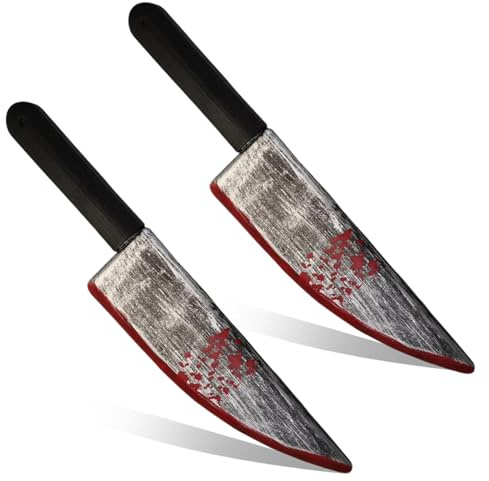 Couteau d'Halloween 2pcs couteau sanglant réaliste 15x3 pouces en plastique Propuls de poche jouet décoratif pour la fête, la farce, le cosplay, les décorations |.Halloween