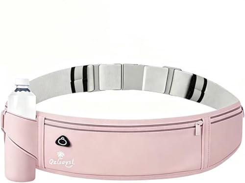 QZLSAYSL Lauftasche Jogging Handytasche Joggen Unisex-Handy-Laufgürtel, wasserdicht, mit doppellagigen Taschen und Flaschenhalter, ideal zum Laufen, Radfahren, Fitnesstraining und Wandern (Rosa)