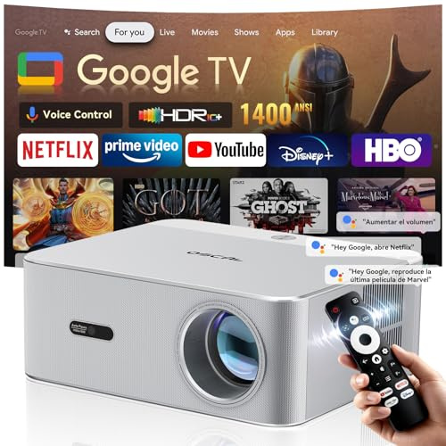 Videoprojecteur 4K 【1400 ANSI/Google TV 】 Netflix/Disney+ Officiel,Auto Focus/Keystone Projecteur WiFi 6 Bluetooth 1080P Natif,OSCAL PV800 Pro Projecteur Video 4K Home Cinéma/Extérieur pour Phone/PS5