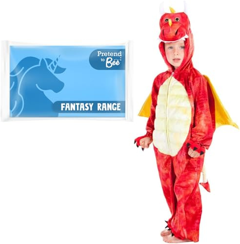 Pretend to Bee Dragon Fancy Dress Costumes for Kids, Available in Red or Green, World Book Day