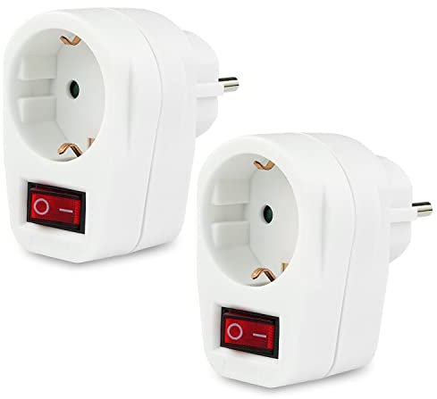 2x PerfectHD Schutzkontaktsteckdose - Steckdose mit Schalter - Zwischensteckdose - Sicherheitsschalter - Energiesparender beleuchteter Ein-/Aus-Schalter - Stromsparen - 2er Set