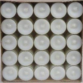25 dänische Teelichter weiß - 7-8 Std. Brenndauer im Acrylcup , Kunststoffhülle - ohne Duft