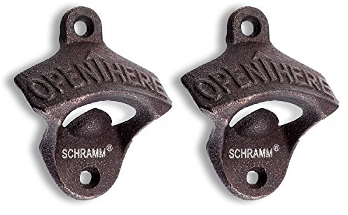 Schramm® 2 Stück Flaschenöffner Guss Eisen Wandhalterung Bier Flaschen Wand Halterung Wandhalterungen Flaschen Öffner Wandflaschenöffner