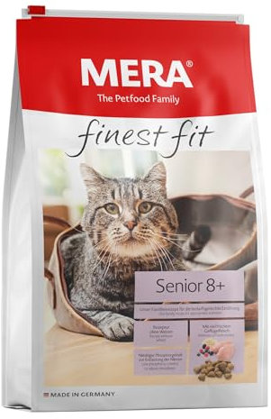 MERA Finest fit Senior 8+, Katzenfutter trocken für ältere Katzen ab 8 Jahren, Trockenfutter aus frischem Geflügel und Reis, gesundes Futter mit Glucosamin, ohne Zucker 1,5 kg