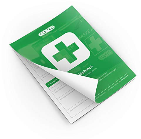 FLEXEO Meldeblock | DSGVO konforme Alternative zum Verbandbuch | 50 Blatt | DIN A5 | Gem. DGUV 204-020 | Stand 2021 | Verbandsbuch Betrieb 2021 | Verbandbuch für Betriebe 2021 | 1 Stück