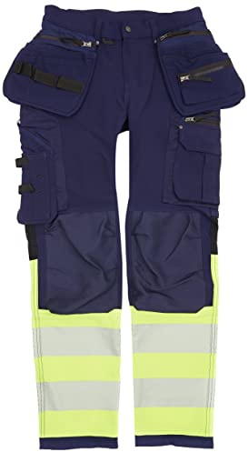 Blaklader 199316428933C144 Hi-vis 4-vägs stretchbyxor, marinblå/gul, storlek C144