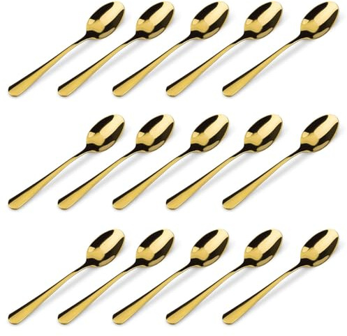 15 Packs Demitasse Espresso Spoons, 4.3 Inch Mini Gold Coffee Spoon, Stainless Steel Small Spoons for Dessert