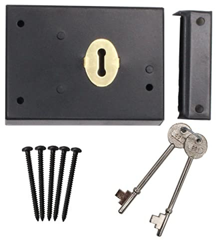Rim Deadlock Surface Mounted Lock 106 x 83mm Black