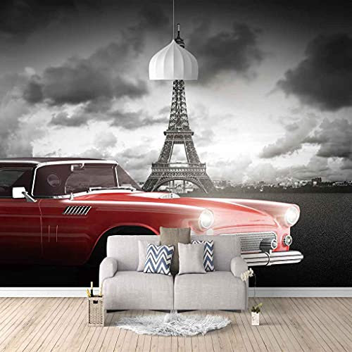 FVGKYS Wandbilder Schlafzimmer Erwachsene Kinder Tapete Plakate 3D Rotes Auto Selbstklebend Wandgemälde Wandtattoo Kunst Dekoration Für Wohnzimmer Küche Wanddekoration 350x256cm