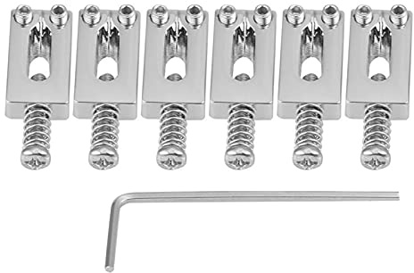 6 St Elgitarr Tremolo Sadlar Bro Metall Tremolo Sadlar Bro Slitstark SträNg Tremolo Sadel Del Gitarr StjäRtstycke Med Skiftnyckel(Silver)