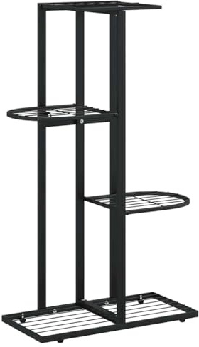 vidaXL Blumenständer 4-Etagen Blumentreppe Pflanzenständer Blumenregal Pflanzentreppe Pflanzregal Blumenbank 43x22x76cm Schwarz Metall