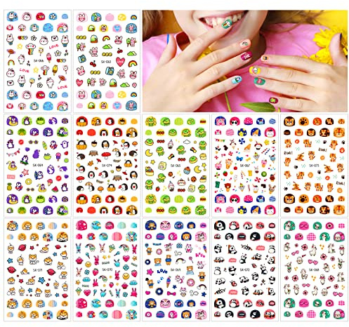 Qpout Gemischt Tier Nagel Aufkleber Abziehbilder (600 Muster), Katze Panda Alpaka Dinosaurier Hund Hase Igel Tiger 3D Selbstklebende Nageldekoration für Mädchen Kinder