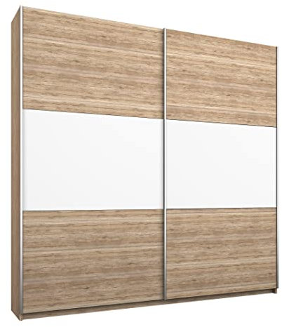 Borba Rauch 175cm Wide Sliding Door or 226cm Wide Mirrored Hinge 4 Door Wardrobes in Choice of Colours MADE IN GERMANY (Light Sanremo Oak With White, Sliding Door)