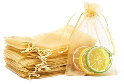 Reccisokz 50 Geschenkbeutel aus klarem Garn, Schmuckbeutel, Geschenkbeutel für Geburtstage und Hochzeiten (gold)