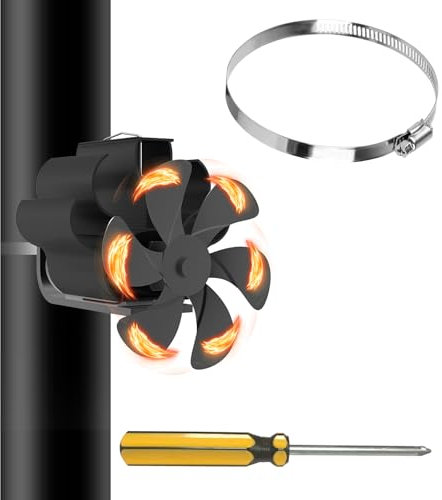 Ventola per Stufa a Legna, Ventola Stufa Legna con 6 Pale,Ventilatore per Camino, Senza Elettricità Alimentato Calore Ventola (Ventola per Stufa a Legna C)