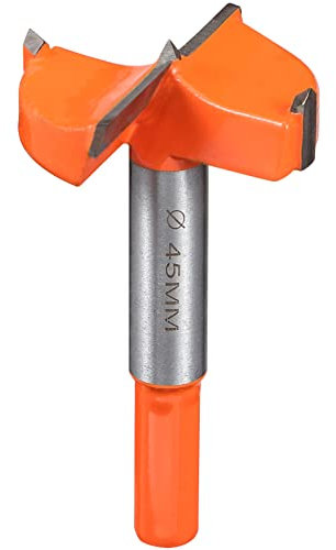 Forstner - Punta per trapano da 45 mm con guida, per legno con codolo esagonale, accessorio per lavorazione del legno