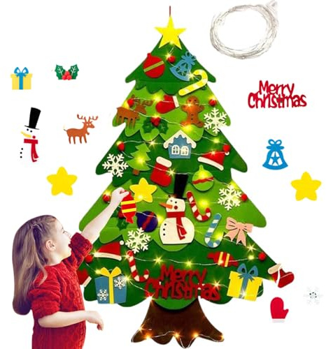 Weihnachtsbaumfilz Filz, 37.4 Zoll Weihnachtsbaum Filz mit 32 Ornamenten, Weihnachtsbaum Kinder, Filzdekoration Weihnachtsbaum, Filz-Weihnachtsbaum Kinder, DIY Weihnachtsbaumdekoration Geschenke