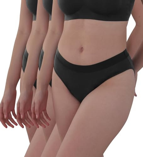 AIRCUTE Wiederverwendbare saugfähige Harninkontinenz-Unterwäsche für Damen, atmungsaktiv, schützende Höschen gegen Auslaufen, 57 g, 3 Stück (Schwarz, M)
