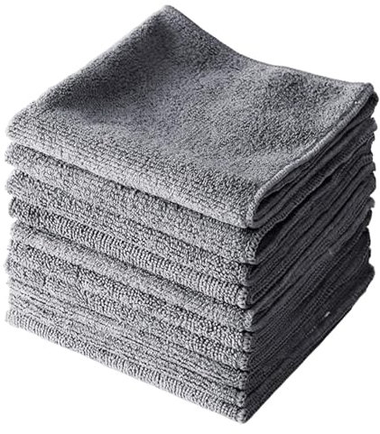TYGFRT Pack of 10 Fiber Cleaning Cloths, Multi-Purpose, Grey
