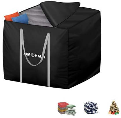 SIMPHAUS Borsa per Cuscino da Esterno,Sacca per Albero di Natale con Cerniera Tessuto Oxford 420D Borsa Portaoggetti per Cuscini da Giardino,Borsa Porta Cuscino da Letto Quadrato 80x80x90cm