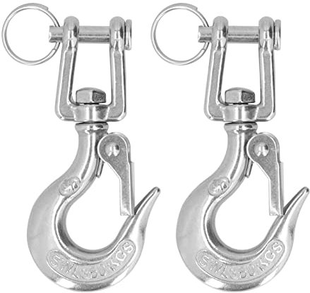Baxnore 2 Stück Gabelkopf-Rutschhaken, Kettenhaken aus Edelstahl 304 mit Sicherheitsriegel, verschleißfester Hebehaken, Kettenzughaken für das Heben von Bergbauunternehmen (1/4)350kg))