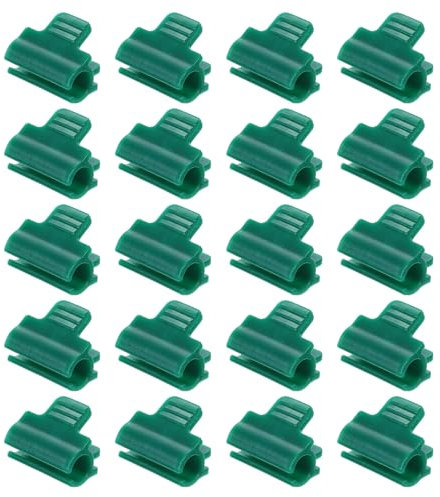 QUARKZMAN 20 Stück Rohr Klammern, 13-14mm PVC Rohrschellen Rohrhalterung Folienklammern Gartenbögen für Reihenabdeckung, Gewächshaus Kunststofffolie - Dunkelgrün