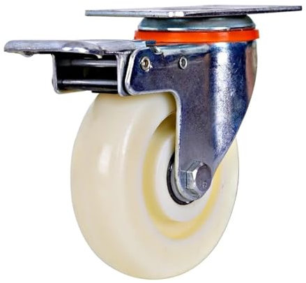 MIUYTRN Rotelle fisse su guida in nylon bianco Ruota universale silenziosa con freno Rotella di ricambio for mobili for piccoli carrelli da 1,5/2/3/4/5 pollici cuicui(3 inch)