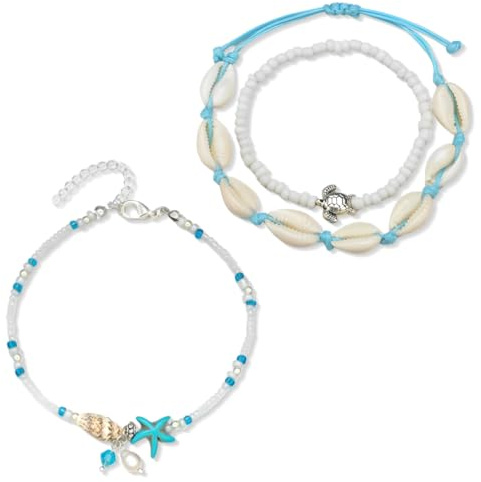 ZKGYUS Cavigliere da donna, Boho Cavigliere da Donna, Boho Beach Sandali a Cavigliere, Cavigliera Boho Spiaggia,Conchiglia da Spiaggia Cavigliere per Donne e Ragazze