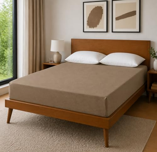 Lenzuolo con Angoli in Jersey di Cotone – Morbido e Traspirante – Adatto a Materassi Fino a 30 cm – 180x200 cm - 130x200 cm - 90x200 cm (Tortora)