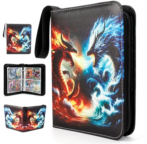 LearnToy Premium Exo-Tec 4-Pocket Trading Card Binder - 400 Side Loading Pockets for TCG, Board Games & Collectibles - Durable Water-Resistant Card Album with Secure Zip Closure