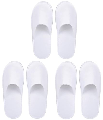 BFSYRR Hotel Slippers,Spa Slippers,3 Pairs White Guest Slippers with Closed,Non Slip Travel Slippers Travel Slippers Women for Party Guests Travel Hotels