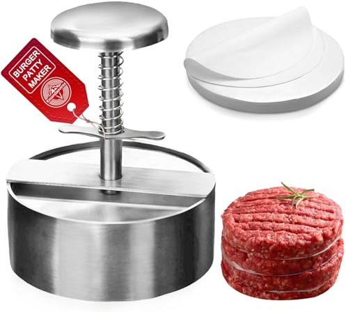 Kmandaovirex Hamburger Press Patty Maker,304 Stainless Steel Burger Press Patty Maker, Non-Stick Patty Maker for Beef, Hamburger Patties, Meat (5.5inch)