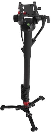 Denash Monopodes à Billes Hydrauliques D'alliage D'aluminium pour la Caméra Reflexe - Robuste et Flexible, 4 Tubes Télescopiques, Tangage à Grand Angle pour Les Vidéo